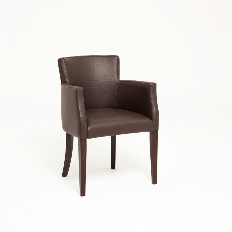 LEATHER RESTAURANT CHAIR WITH ARMS BROWN 1934 LEATHER RESTAURANT CHAIR WITH ARMS BROWN 1934