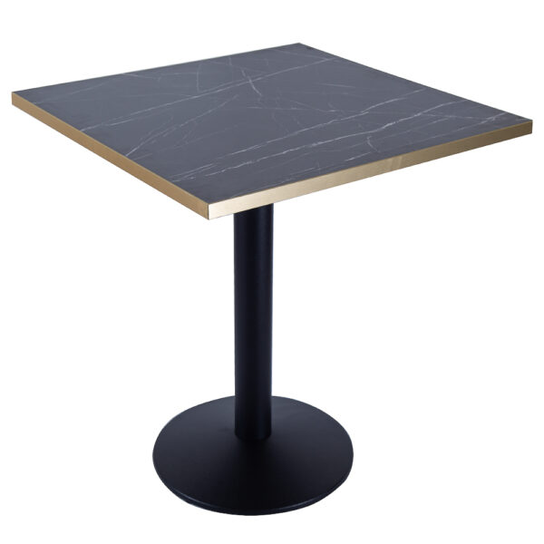 RESTAURANT DINING TABLE BLACK MARBLE GOLD TRIM DOME BASE