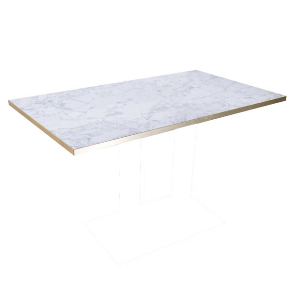 DOUBLE RESTAURANT DINING TABLE TOP WHITE MARBLE GOLD TRIM 2322