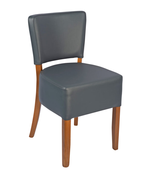 Leather Restaurant Dining Chair 1970 Grey with Oak Legs