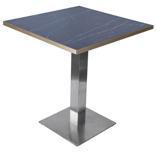 700x700 BLACK MARBLE TABLE WITH SQUARE BRUSHED METAL BASE