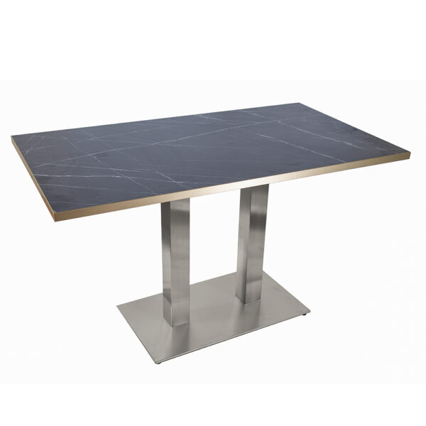 1200X700 BLACK MARBLE TABLE WITH RECTANGLE BRUSHED METAL BASE