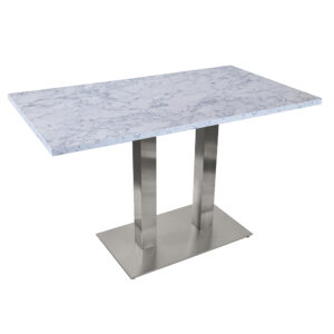 1200x700 WHITE MARBLE TABLE WITH RECTANGLE BRUSHED METAL BASE