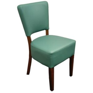 LEATHER RESTAURANT DINING CHAIR 1970 JADE GREEN LEATHER RESTAURANT DINING CHAIR 1970 JADE GREEN
