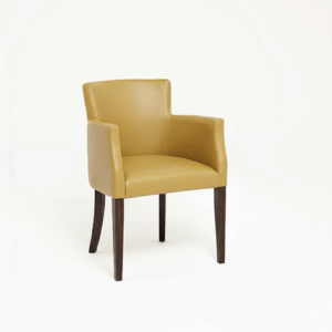 LEATHER RESTAURANT CHAIR WITH ARMS MUSTARD YELLOW 1934 LEATHER RESTAURANT CHAIR WITH ARMS MUSTARD YELLOW 1934
