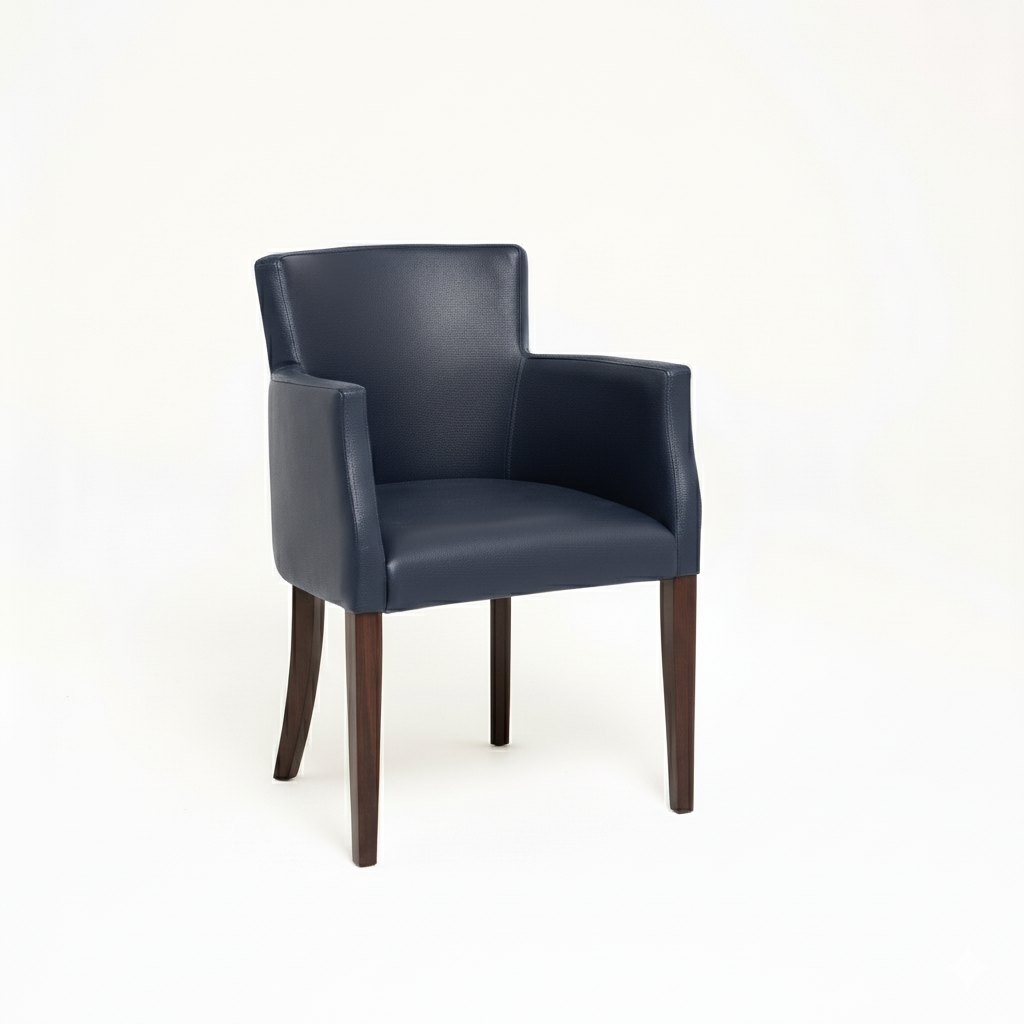 LEATHER RESTAURANT CHAIR WITH ARMS NAVY BLUE 1934 LEATHER RESTAURANT CHAIR WITH ARMS NAVY BLUE 1934