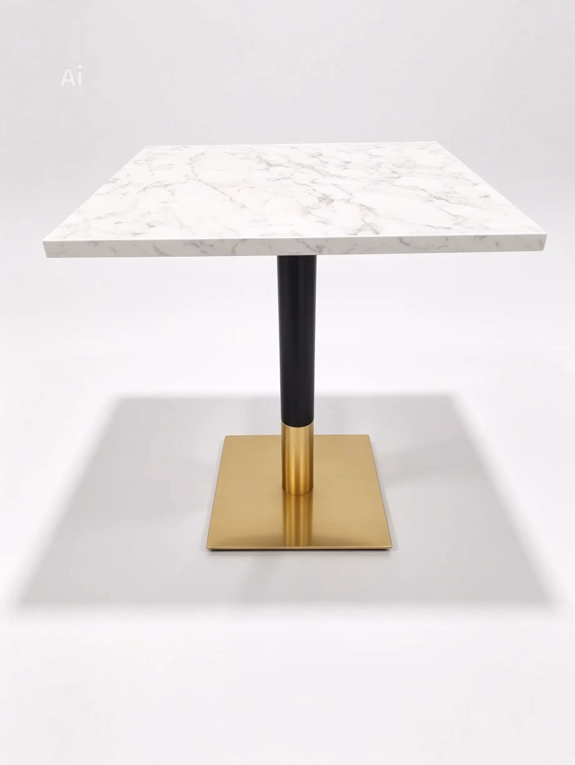 WHITE MARBLE TOP AND BLACK GOLD SQAURE DINING BASE WHITE MARBLE TOP AND BLACK GOLD SQAURE DINING BASE