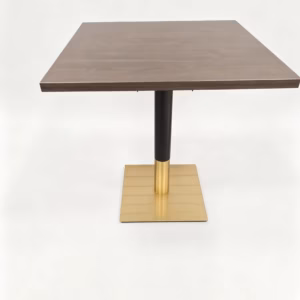 LIGHT WALNUT TOP WITH BLACK AND GOLD SQUARE BASE