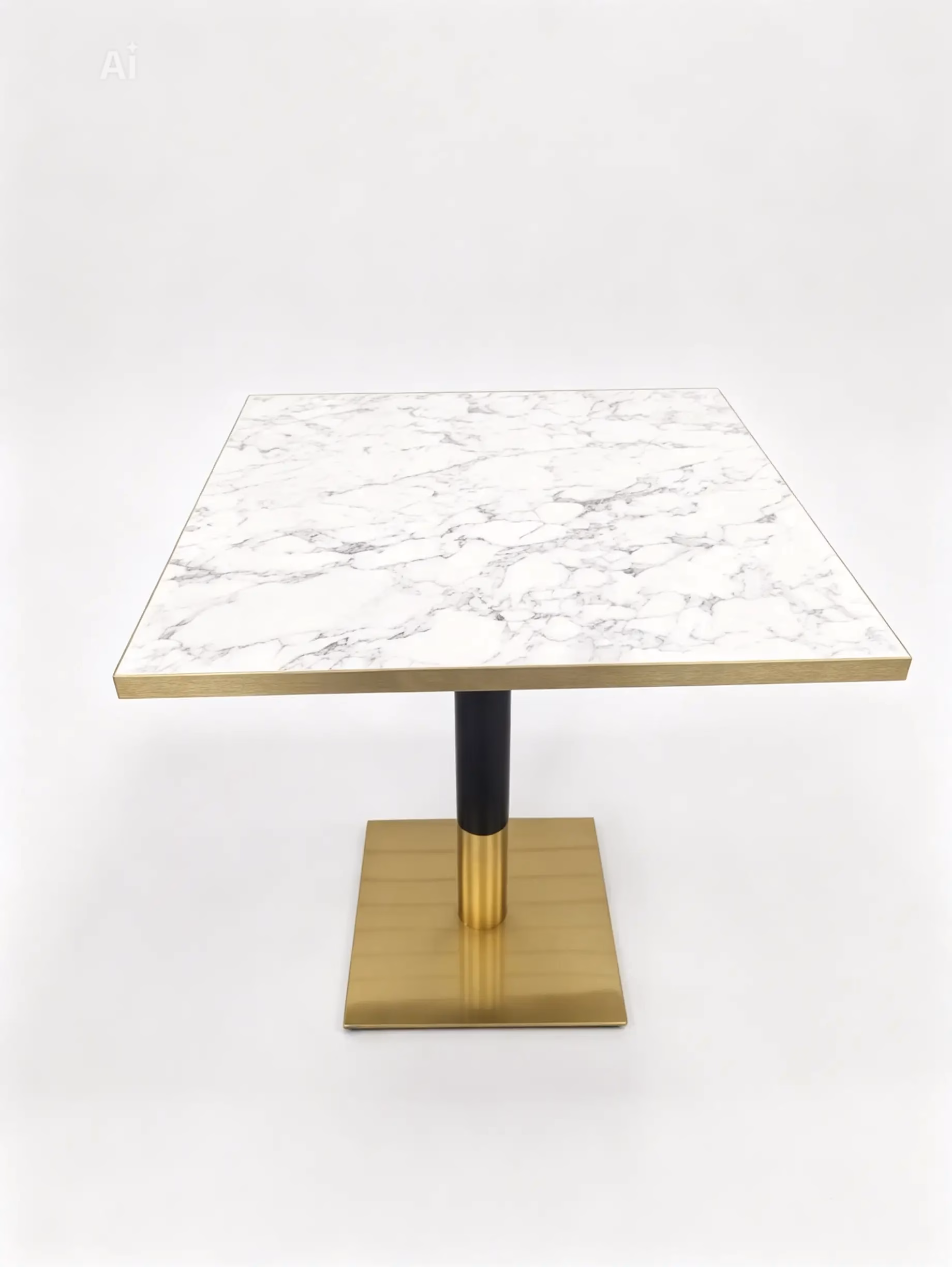MARBLE TOP WITH GOLD TRIM AND BLACK GOLD SQAURE DINING BASE MARBLE TOP WITH GOLD TRIM AND BLACK GOLD SQAURE DINING BASE
