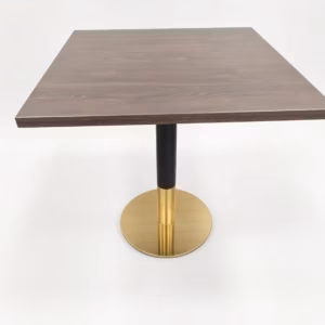 LIGHT WALNUT TOP WITH BLACK AND GOLD ROUND BASE