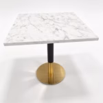 WHITE MARBLE TOP AND BLACK GOLD ROUND DINING BASE