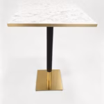 MARBLE TOP WITH GOLD TRIM AND BACK GOLD SQAURE POSEURE BAR HEIGHT STAND MARBLE TOP WITH GOLD TRIM AND BACK GOLD SQAURE POSEURE BAR HEIGHT STAND