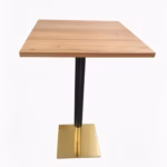 LIGHT OAK TOP WITH BLACK AND GOLD SQAURE POSEURE BAR HEIGHT STAND