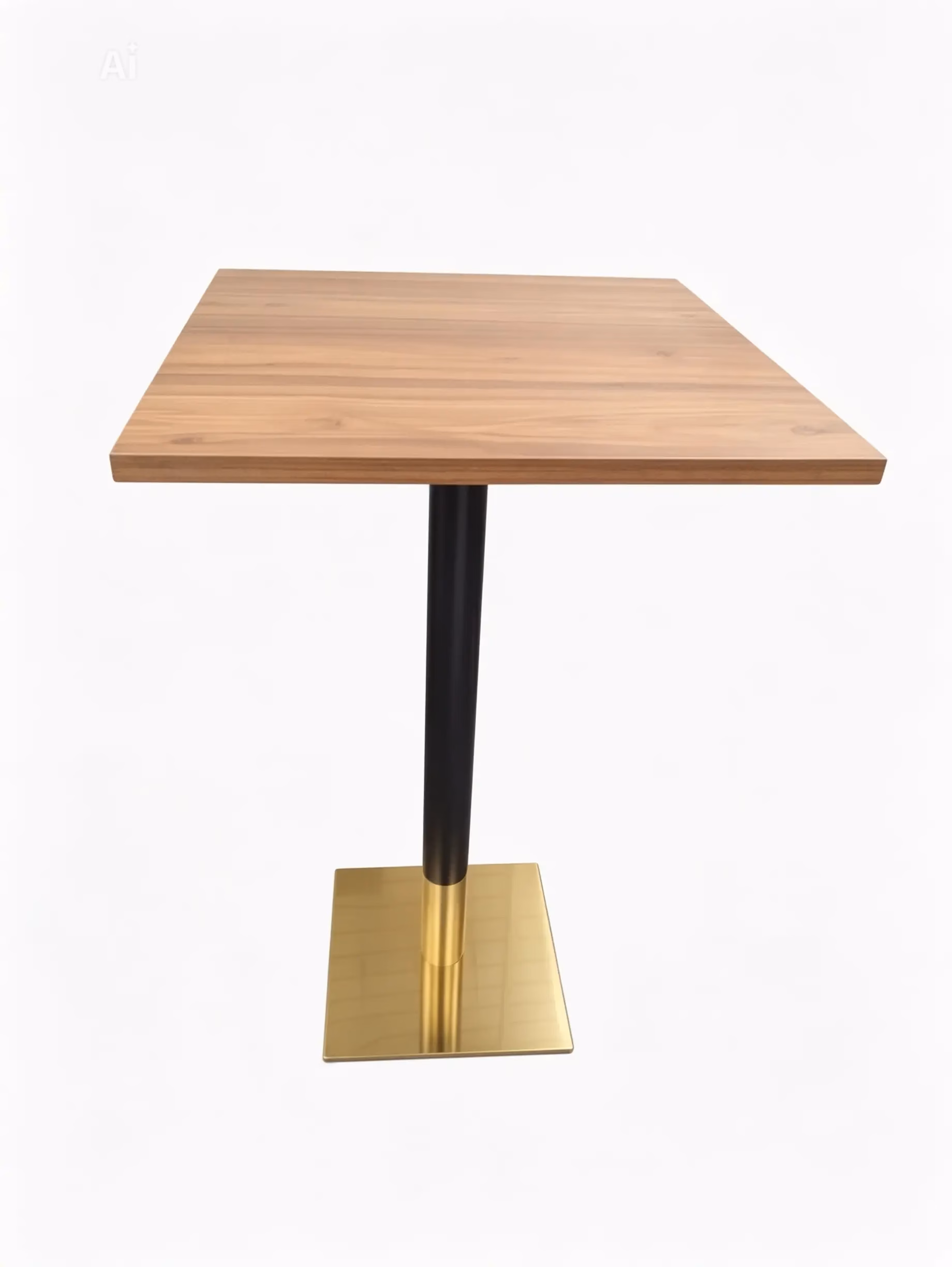 LIGHT OAK TOP WITH BLACK AND GOLD SQAURE POSEURE BAR HEIGHT STAND LIGHT OAK TOP WITH BLACK AND GOLD SQAURE POSEURE BAR HEIGHT STAND