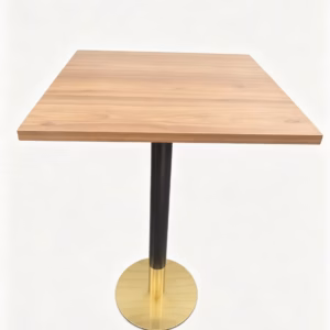 LIGHT OAK TOP WITH BLACK AND GOLD CIRCLE POSEURE BAR HEIGHT STAND LIGHT OAK TOP WITH BLACK AND GOLD CIRCLE POSEURE BAR HEIGHT STAND