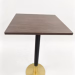 LIGHT WALNUT TOP WITH BLACK AND GOLD CIRCLE POSEURE BAR HEIGHT STAND LIGHT WALNUT TOP WITH BLACK AND GOLD CIRCLE POSEURE BAR HEIGHT STAND