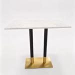 WHITE MARBLE TOP WITH BLACK AND GOLD SQAURE POSEURE BASE