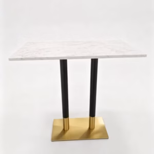 WHITE MARBLE TOP WITH BLACK AND GOLD SQAURE POSEURE BASE