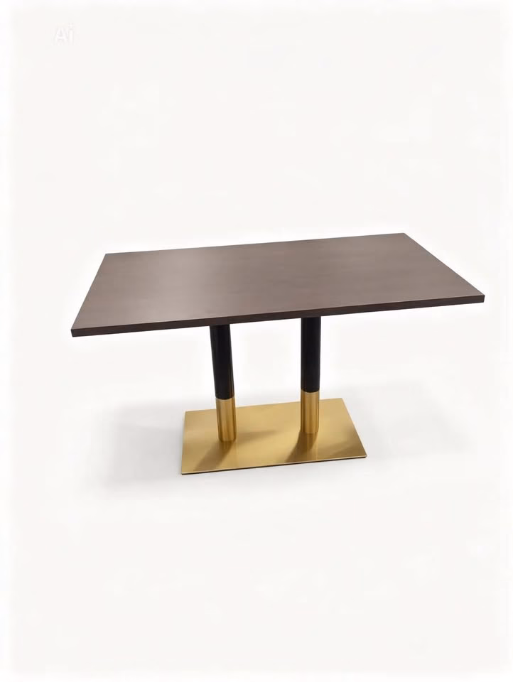 LIGHT WALNUT TOP WITH BLACK AND GOLD SQAURE BASE 1200X700 LIGHT WALNUT TOP WITH BLACK AND GOLD SQAURE BASE 1200X700