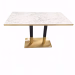 WHITE MARBLE TOP WITH BLACK AND GOLD SQAURE BASE 1200X700