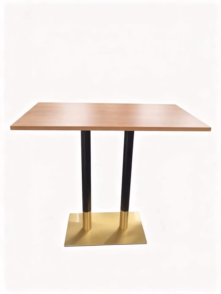 LIGHT OAK TOP WITH BLACK AND GOLD SQAURE POSEURE BASE 1200X700 LIGHT OAK TOP WITH BLACK AND GOLD SQAURE POSEURE BASE 1200X700