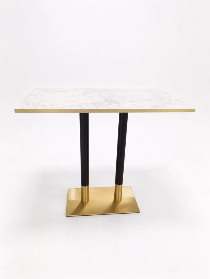 WHITE MARBLE WITH GOLD TRIM TOP AND BLACK GOLD SQAURE POSEURE BASE 1200X700 WHITE MARBLE WITH GOLD TRIM TOP AND BLACK GOLD SQAURE POSEURE BASE 1200X700