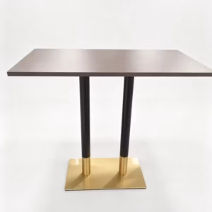 LIGHT WALNUT TOP WITH BLACK AND GOLD SQUARE POSEURE BASE 1200X700