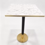MARBLE TOP WITH GOLD TRIM AND BACK GOLD CIRCLE POSEURE BAR HEIGHT STAND MARBLE TOP WITH GOLD TRIM AND BACK GOLD CIRCLE POSEURE BAR HEIGHT STAND